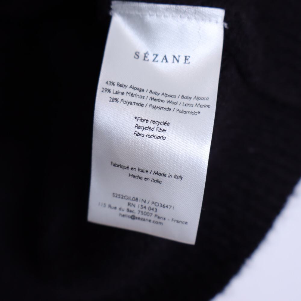 SEZANE Sacha Sweater Vest Cardigan Black w/ Gold Button Wool Blend Women's M - Picture 9 of 12